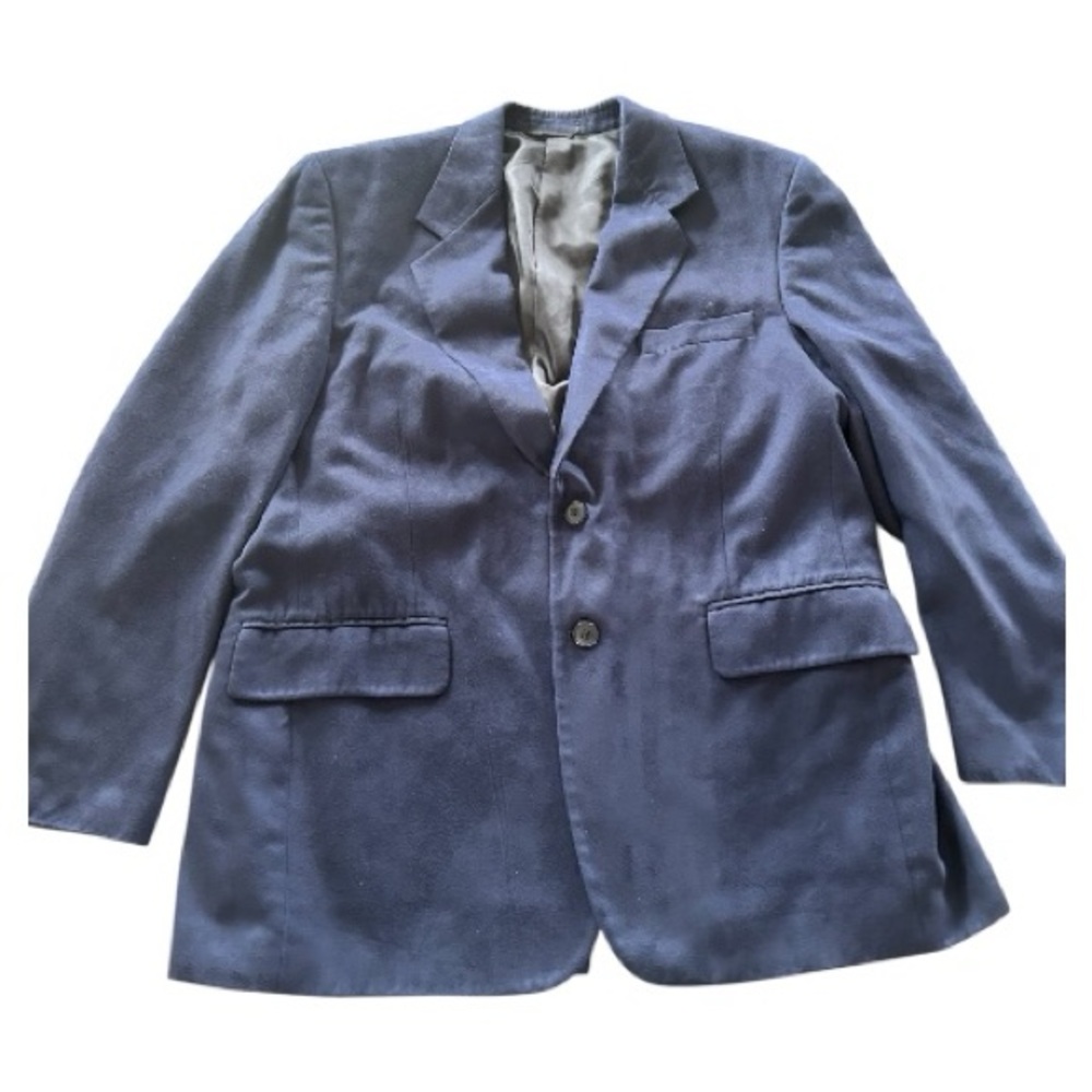 Egon Von Furstenberg navy blue suede sports coat blazer 2 button closure